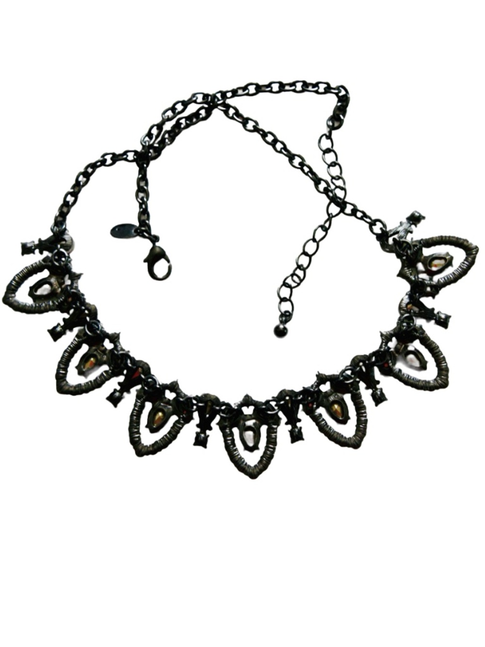 Lia Sophia Green Rhinestone and Gunmetal Necklace - Picture 4 of 6